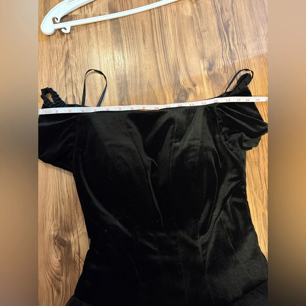 Black Velvet Princess Style Backless Prom Dress - Picture 14 of 14